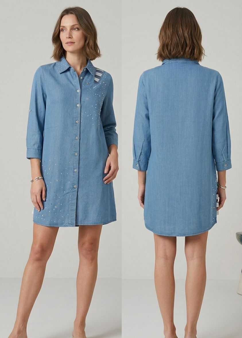 Perfect Summer Denim Dress. Tricotto Style 56256