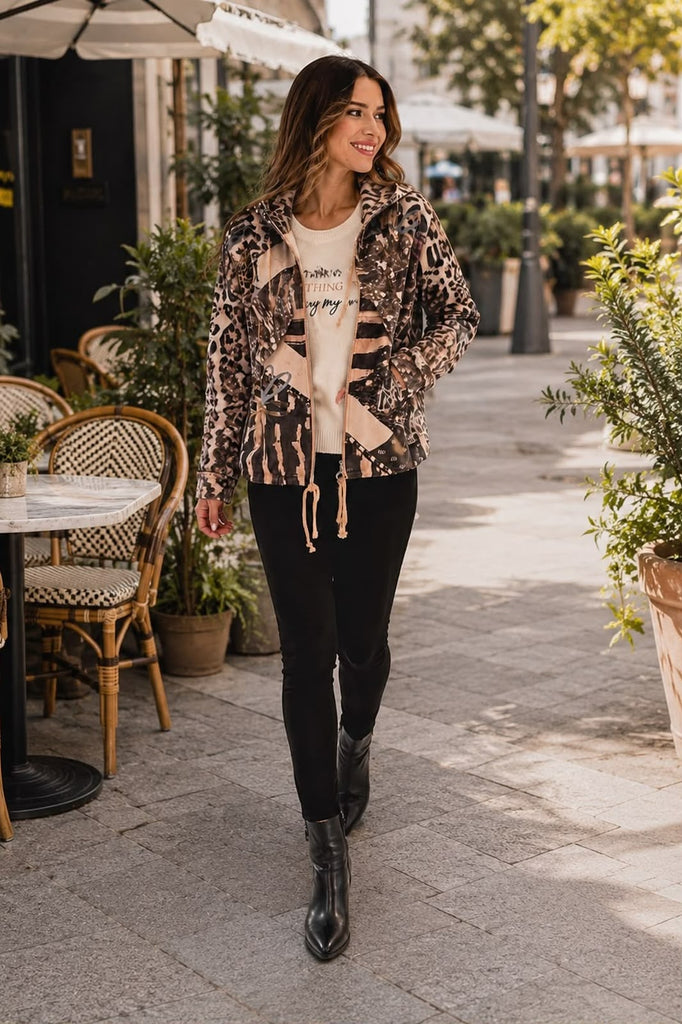 Textured Printed Hoodie Jacket. Frank Lyman 263707