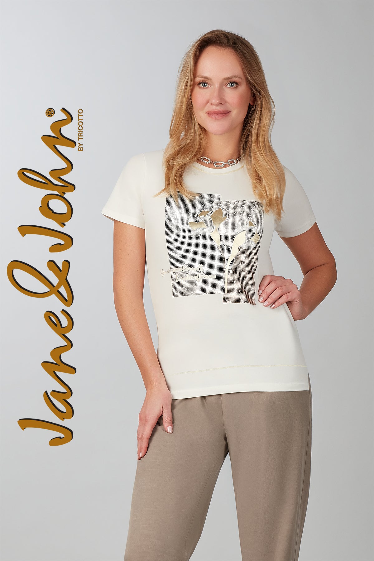 Jane & John Sequin winter white t-shirt