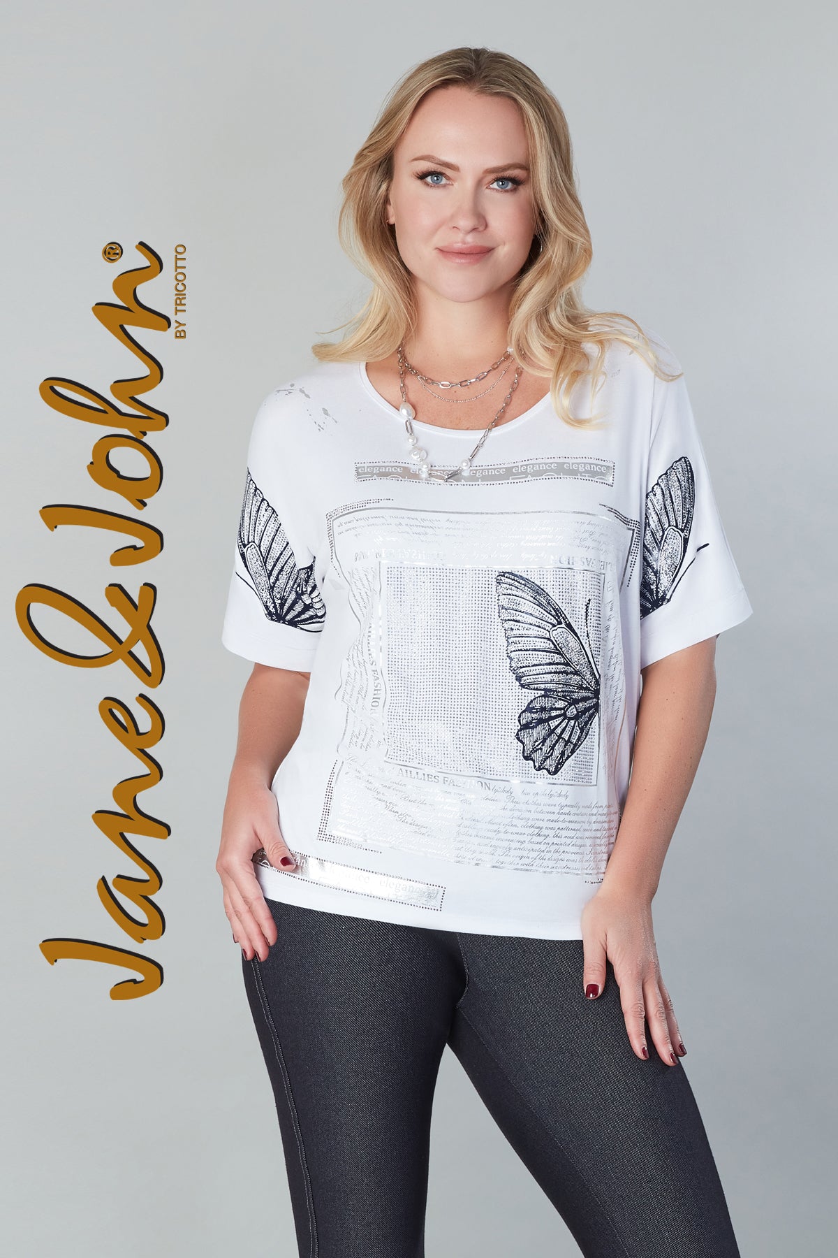 Jane & John Sequin Butterfly Front T-shirt With Fashion Print Detail