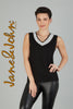 Tricotto Black Camisole with front gold or Silver Sequin Detail