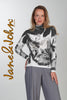 Grey mix mock neck sweater with silver accent detail