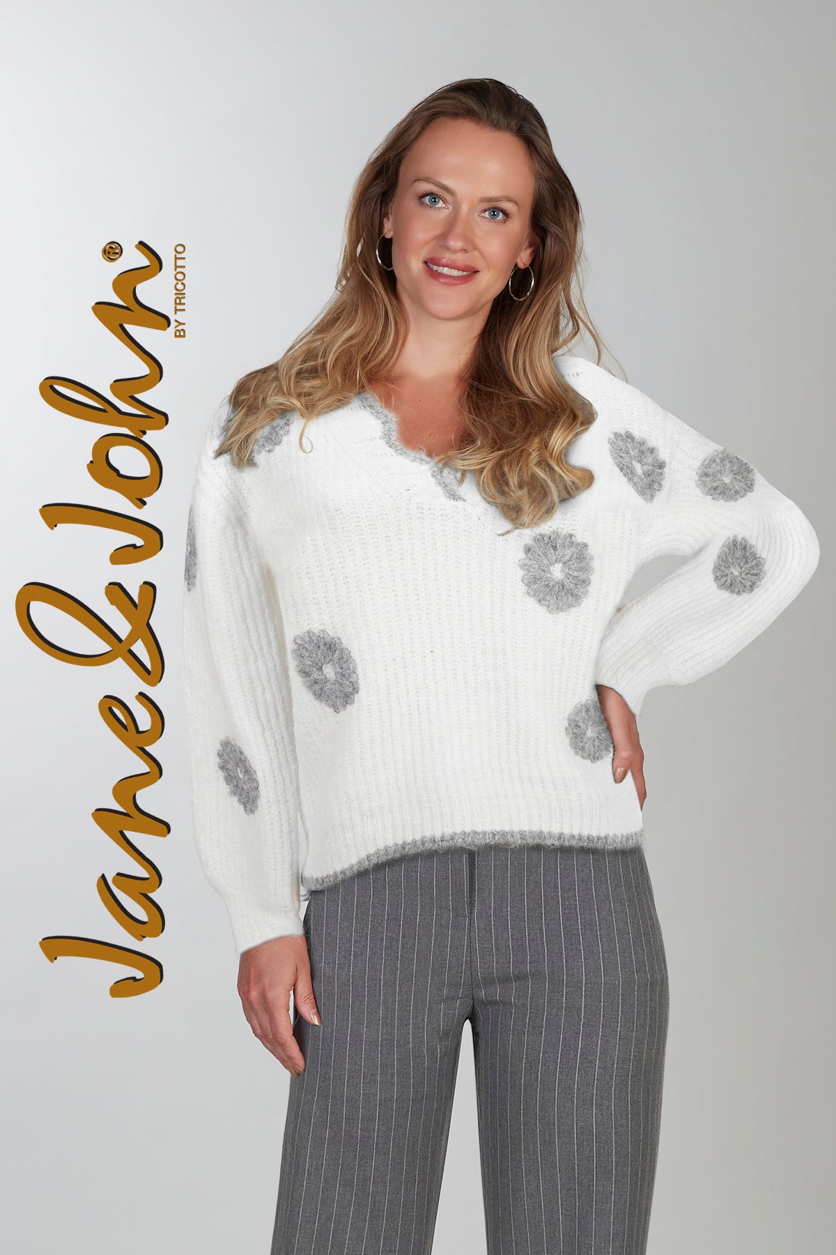Oversized winter white eyelash knit sweater