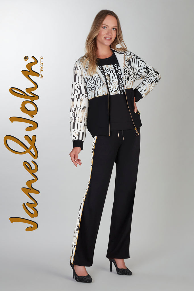Jane & John Relaxed knit pul on pant with side print detail