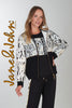 Black white printed hoodie jacket