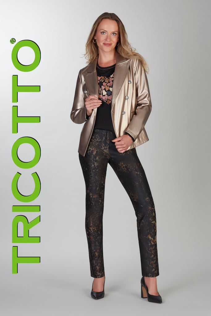 Leopard print 5 pocket straight leg pant
