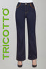 Denim blue jeans with brown side and trim detail