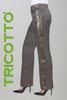 Grey jeans with side shimmer print detail in wide leg