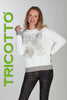 Tricotto off white sweater with front gold accent detail