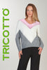 Pink grey eyelash knit sweater