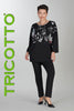 Black tunic with front sequin cat print detail