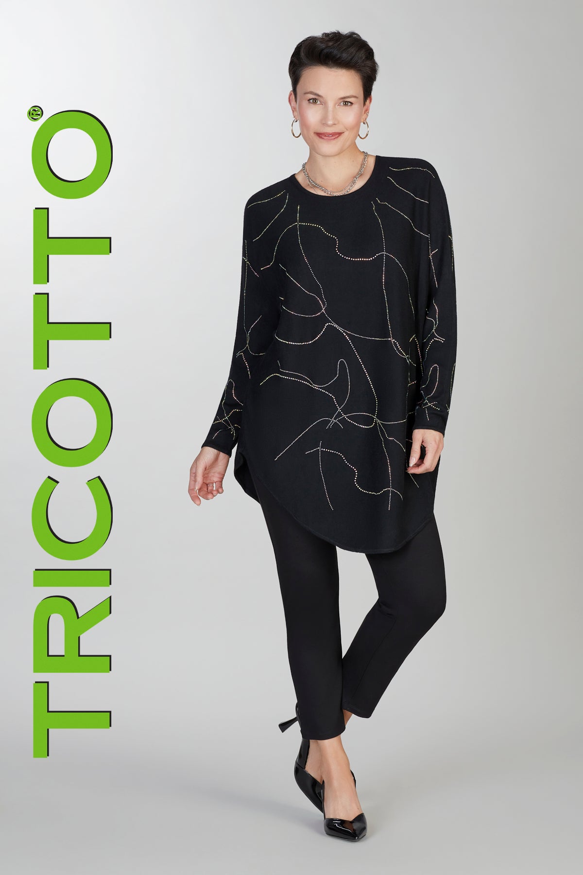 Tricotto tunic sweater with front sequin detail