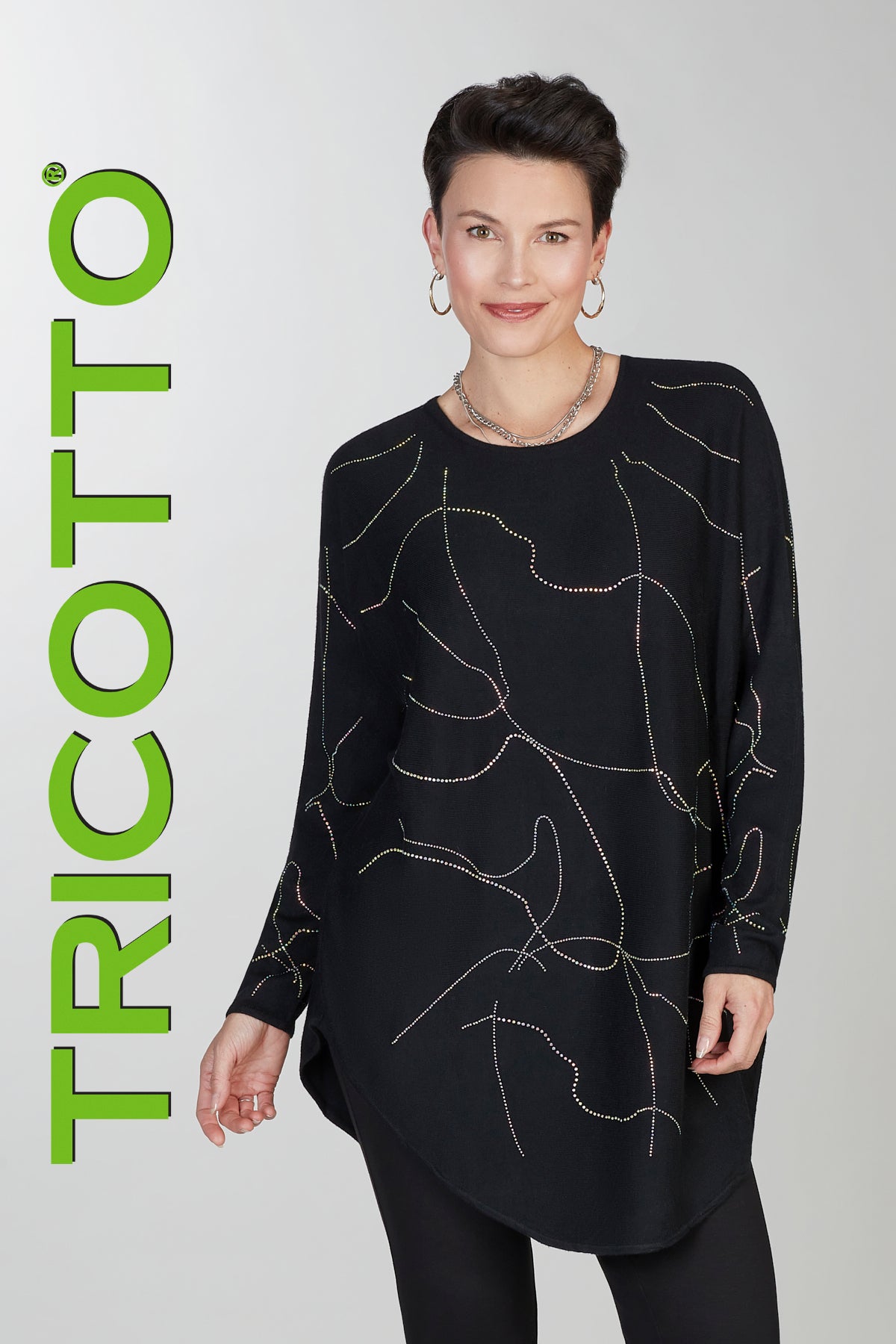 Tricotto tunic sweater with front sequin detail