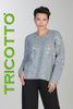 Grey eyelash knit sweater with front sequin detail