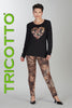 Black long sleeve top with front heart sequin detail