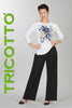 Tricotto off white blue long sleeve t-shirt