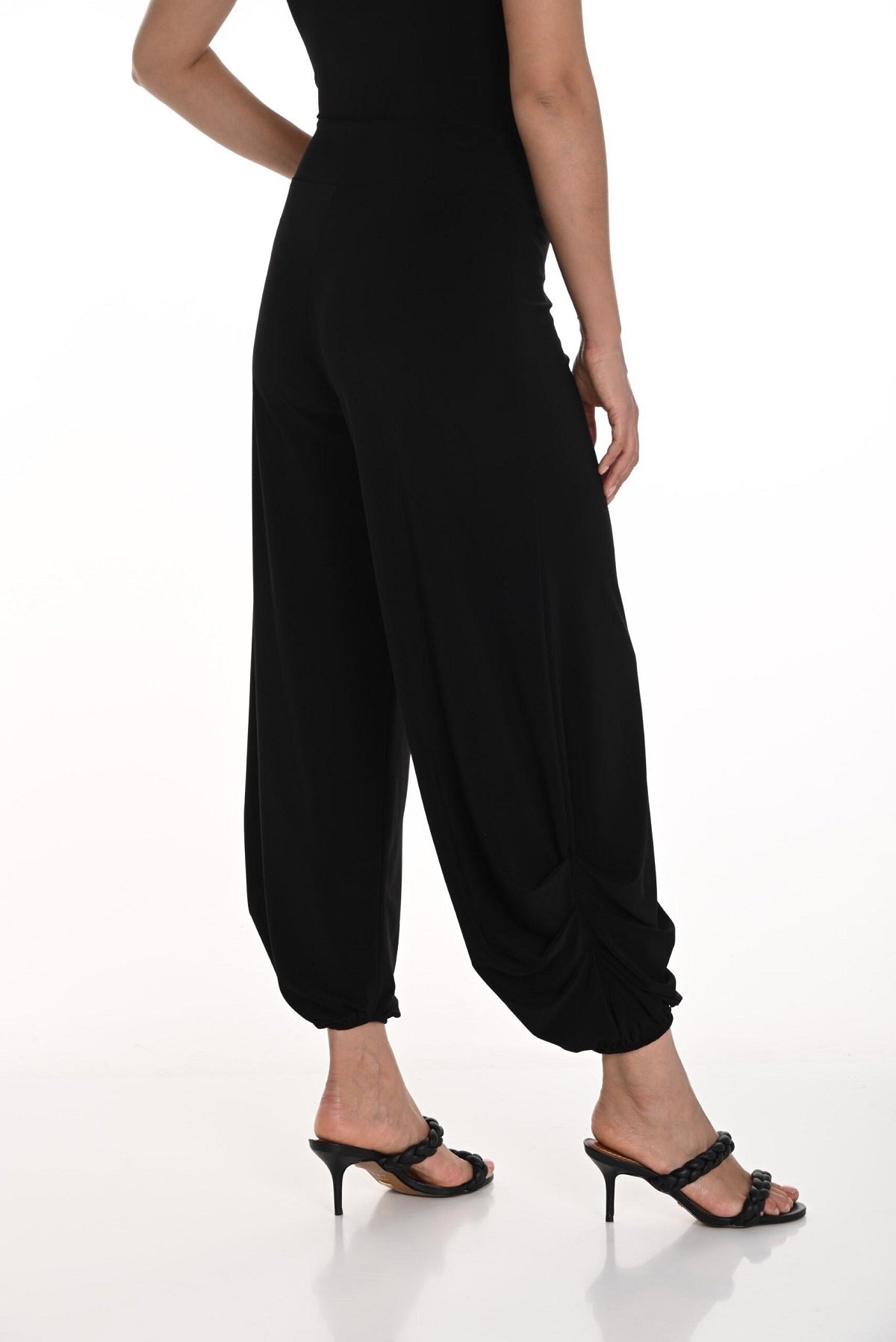 Frank Lyman Montreal Black Knit Harem style culotte pant with pull on waistband