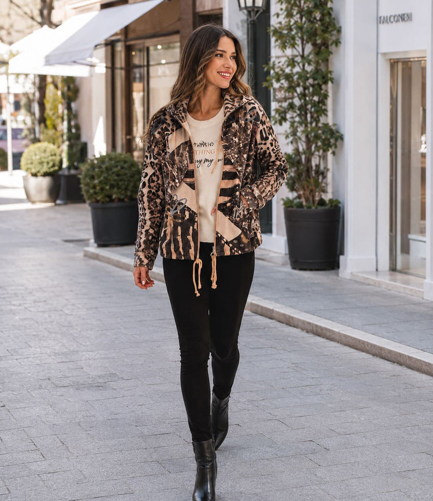 Textured Printed Hoodie Jacket. Frank Lyman 263707