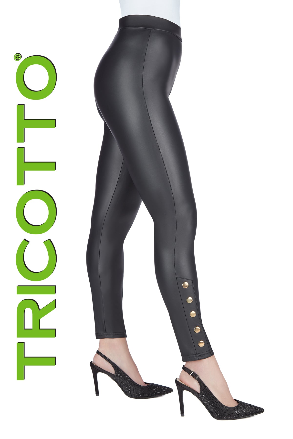 Tricotto Black leggings-Buy Tricotto Leggings Online-Tricotto Fashion Montreal