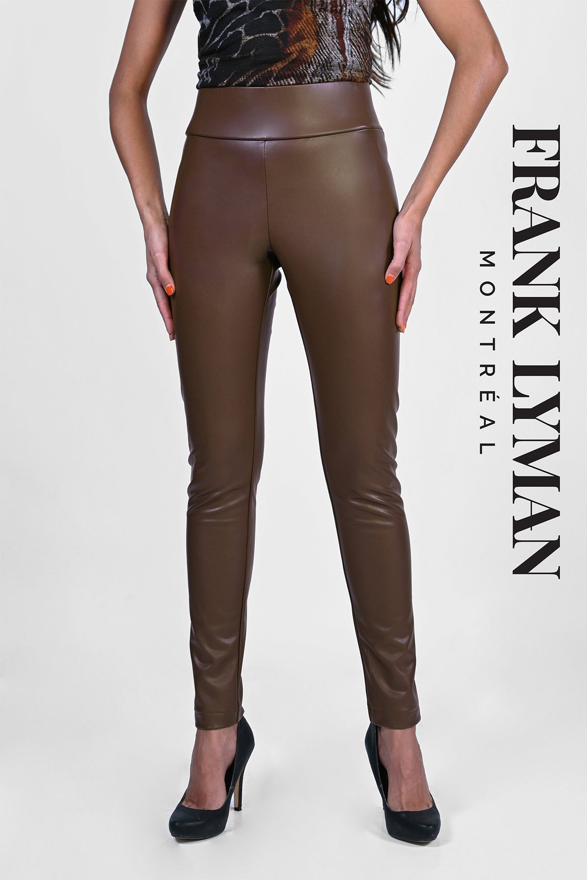 Frank Lyman Montreal Leather Pants-Buy Frank Lyman Montreal Clothing Online-Frank Lyman Montreal Brown Pants
