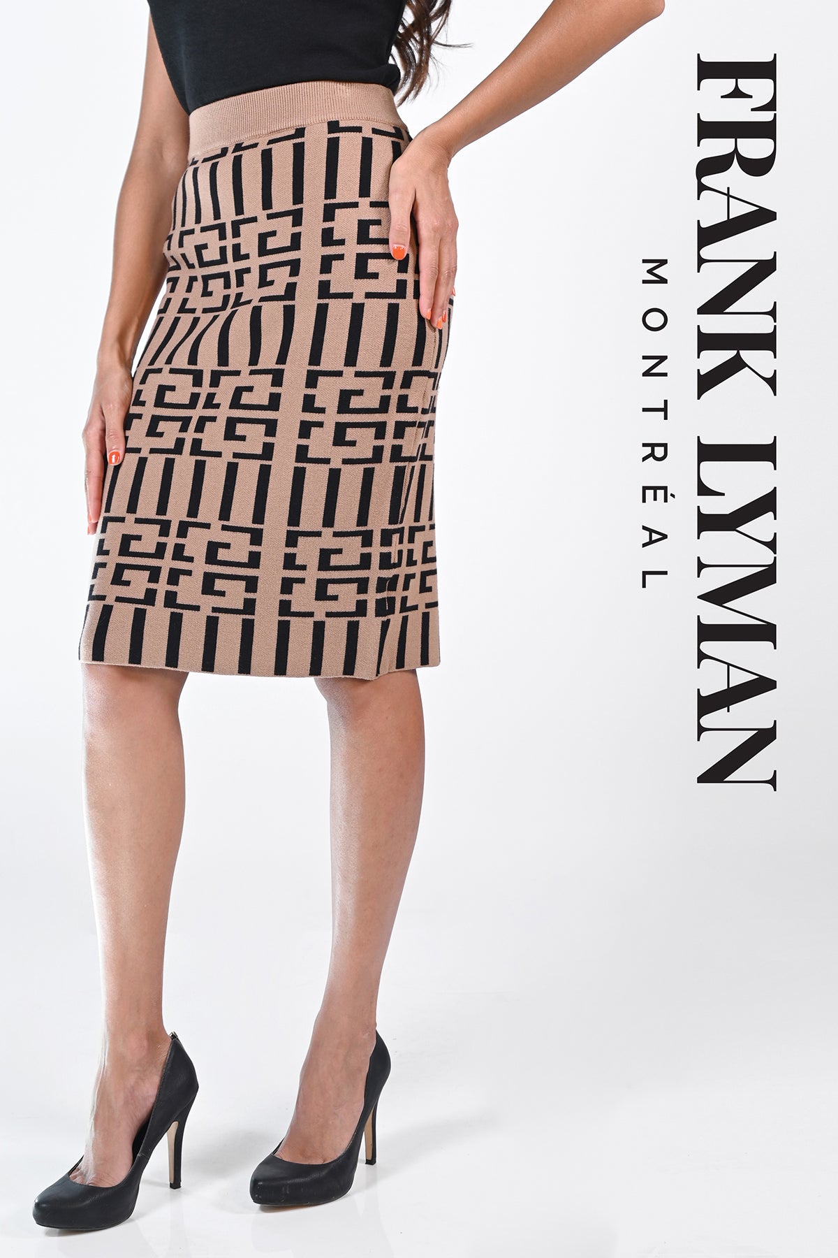 Frank Lyman Montreal Skirts-Frank Lyman Montreal Beige Knit Skirt-Buy Frank Lyman Montreal Skirts Online-Frank Lyman Montreal Online Shop