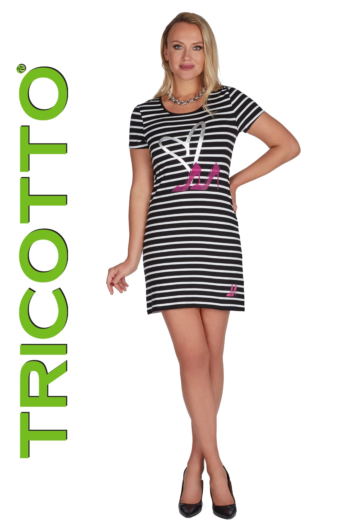 Tricotto High Heels Dress-Buy Tricotto Dresses Online-Tricotto Clothing Montreal-Women's T-shirt Dresses Online Canada