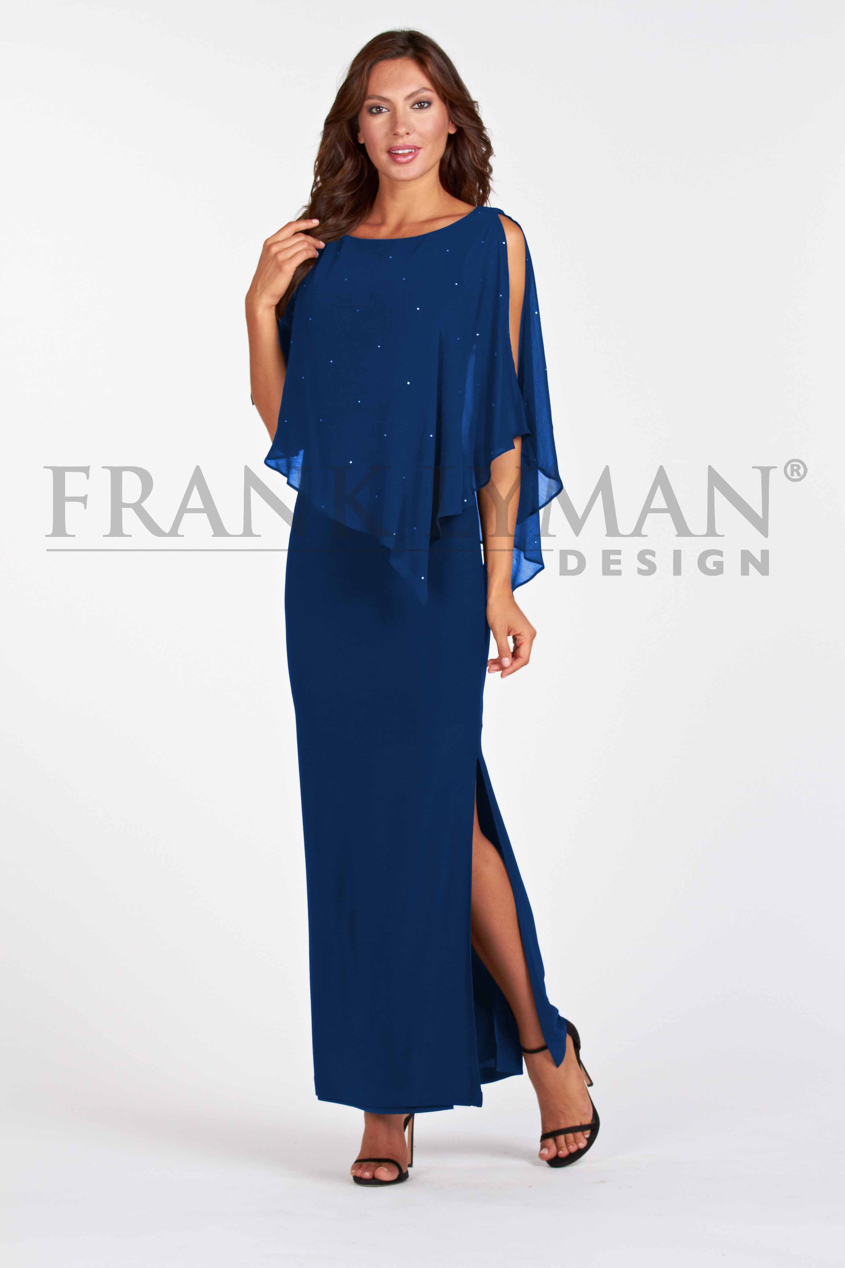 68004 (Navy/Ultra blue/tomato Evening Gown)