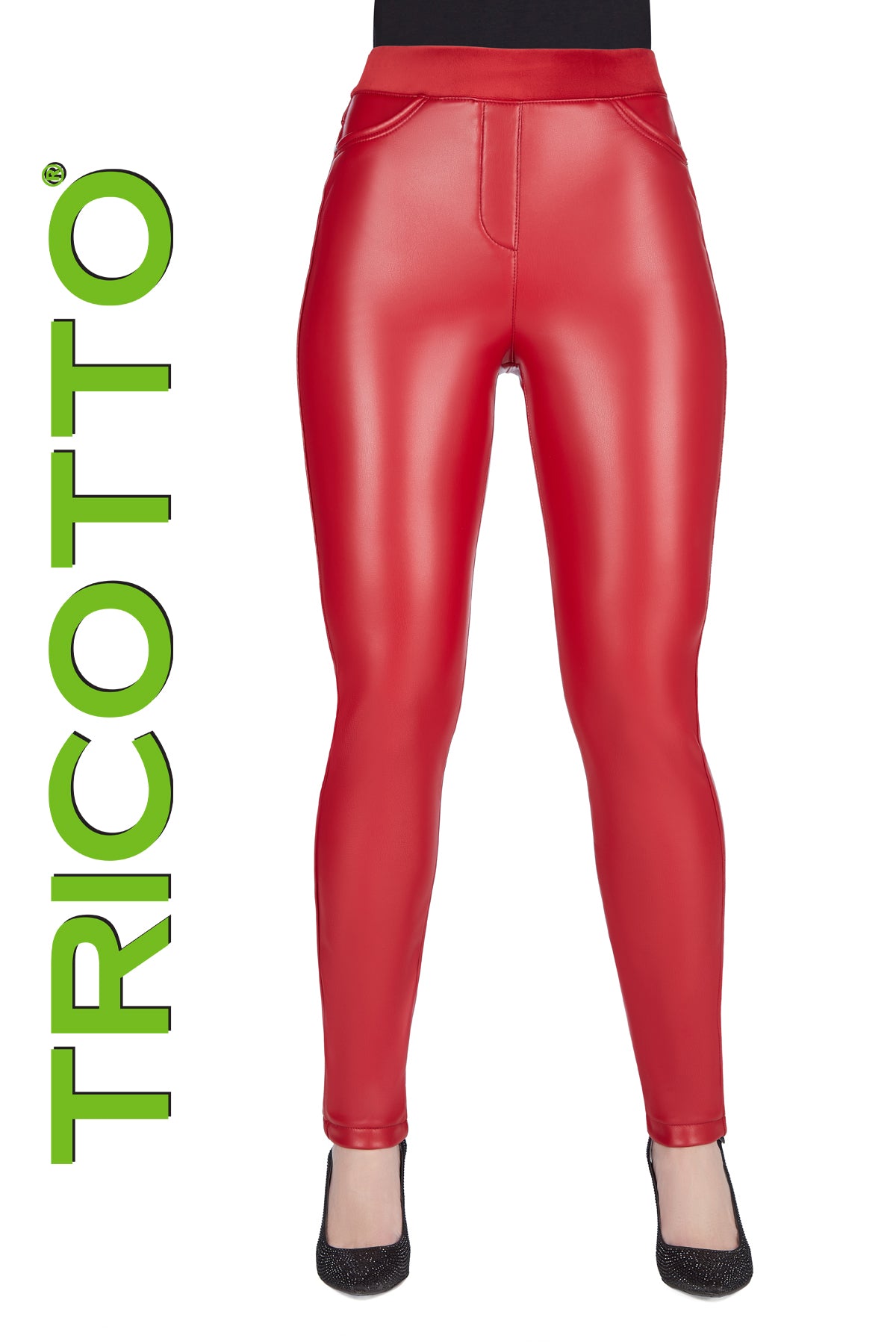 Tricotto Red Pant-Tricotto Vegan Leather Pant-Buy Tricotto Pants Online-Tricotto Clothing Montreal-Tricotto Online Shop