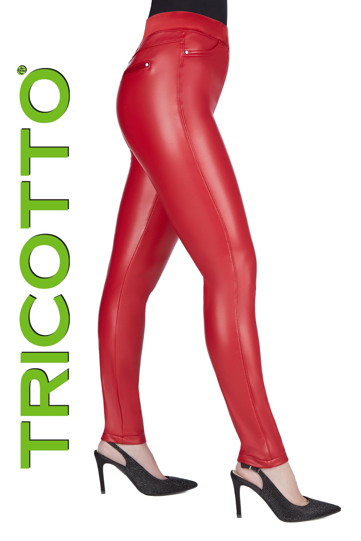 Tricotto Red Pant-Tricotto Vegan Leather Pant-Buy Tricotto Pants Online-Tricotto Clothing Montreal-Tricotto Online Shop